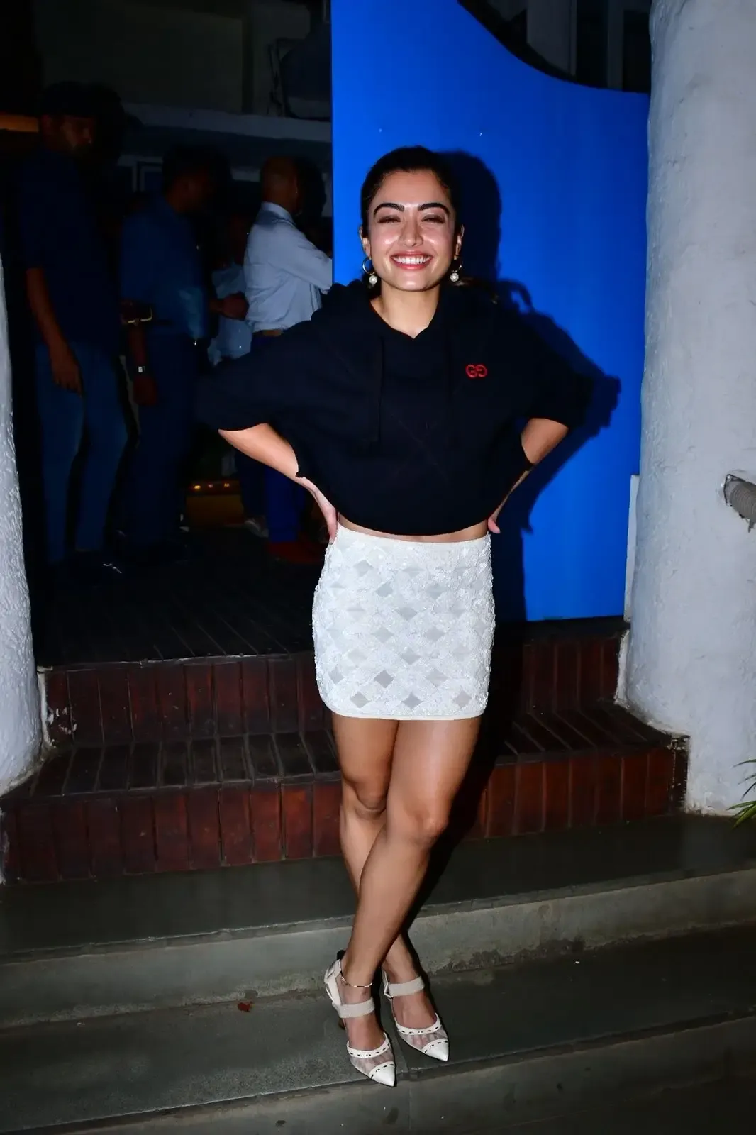 RASHMIKA MANDANNA LONG LEGS SHOW IN MINI WHITE SKIRT 3